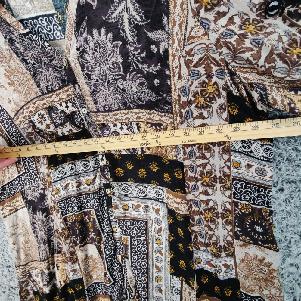Susan Graver Patchwork Button Up Tunic Blouse Top… - image 2